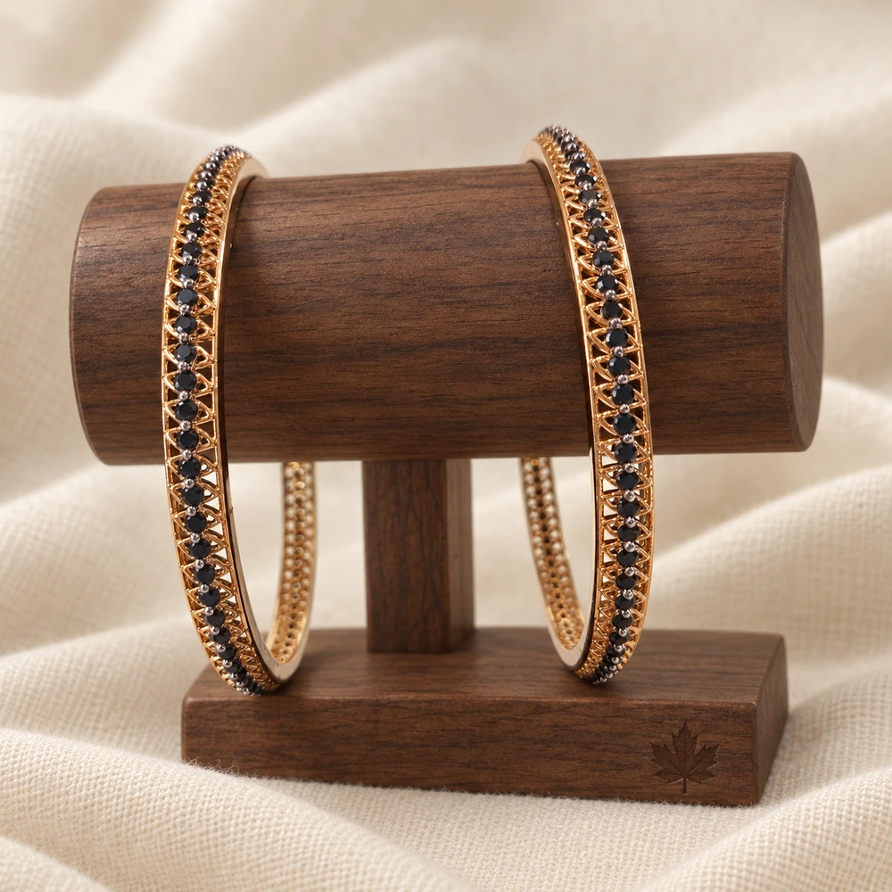 American Diamond bangles with black stones