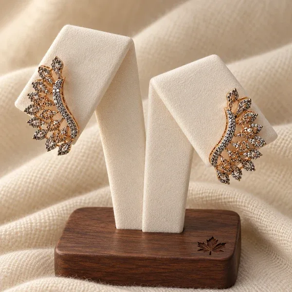 Clear leaf fan earrings
