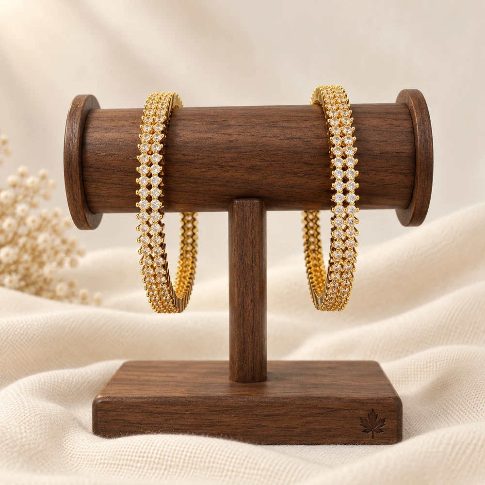 Micro gold plated double row bangles